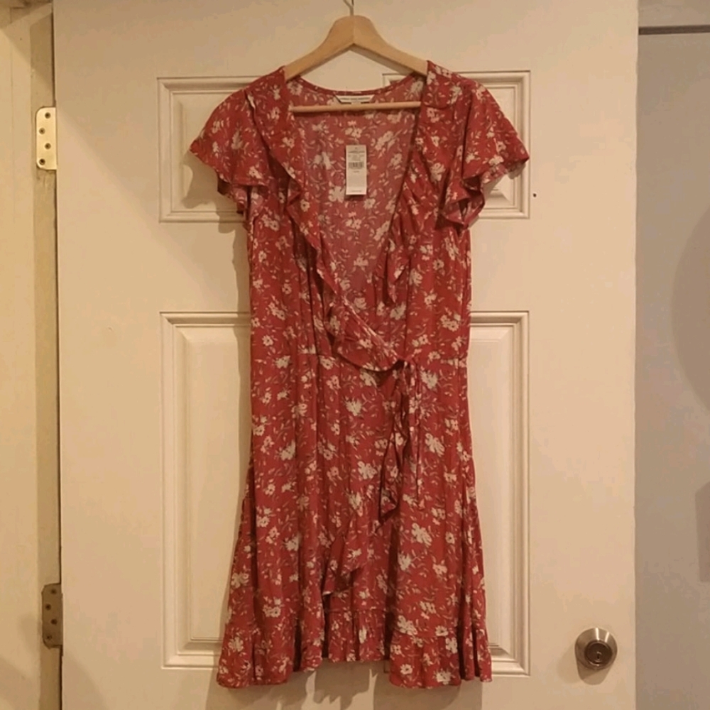 American Eagle NWT Floral Wrap Ruffle Hem  Dress